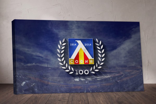 Levski Sofia Stadion Lærredstryk - Blå & Hvid - på væggen i et interiør