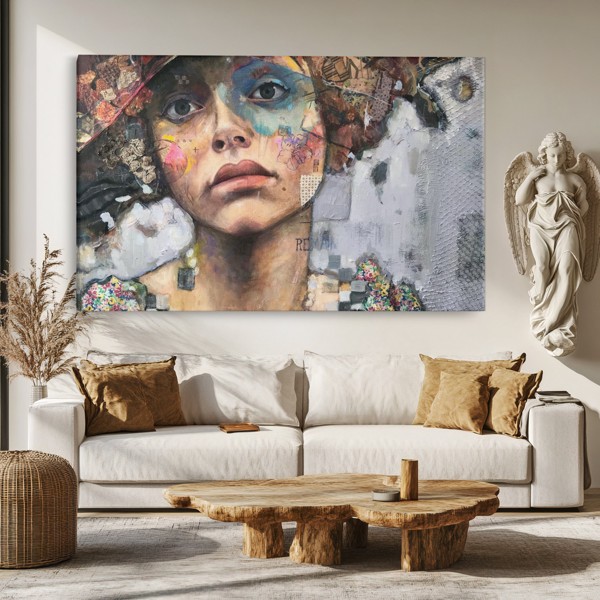 Vrouwenportret Hedendaagse Kunst Canvas Print - aan de muur in een interieur
