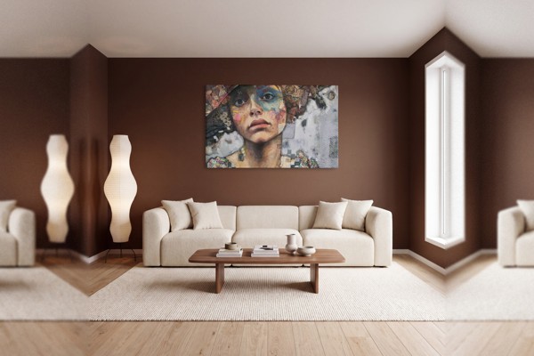 Vrouwenportret Hedendaagse Kunst Canvas Print - aan de muur in een interieur