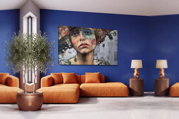 Vrouwenportret Hedendaagse Kunst Canvas Print - aan de muur in een interieur