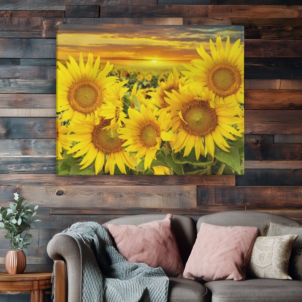 Stampa su Tela Girasoli in Fiore - alla parete in un interno