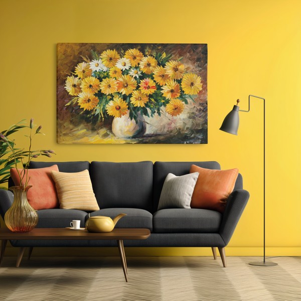 Impressão em Tela Natureza Morta com Flores - na parede num interior