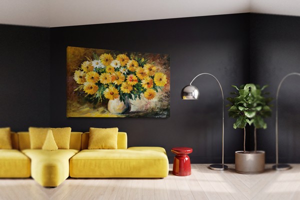 Impressão em Tela Natureza Morta com Flores - na parede num interior