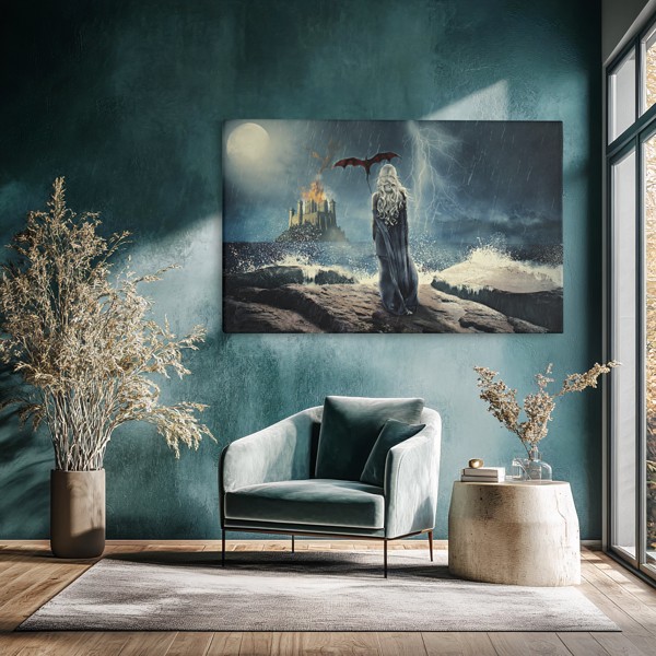 Impression sur Toile Trône de Dragon Fantastique - au mur dans un intérieur