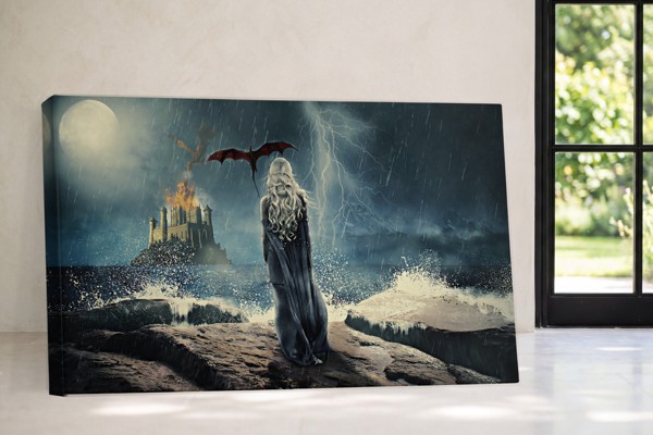 Impression sur Toile Trône de Dragon Fantastique - au mur dans un intérieur