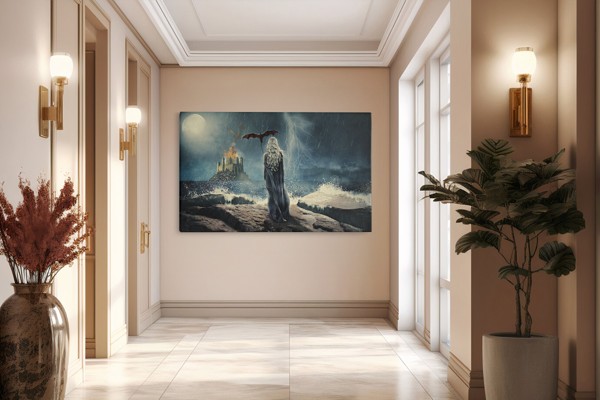 Impression sur Toile Trône de Dragon Fantastique - au mur dans un intérieur