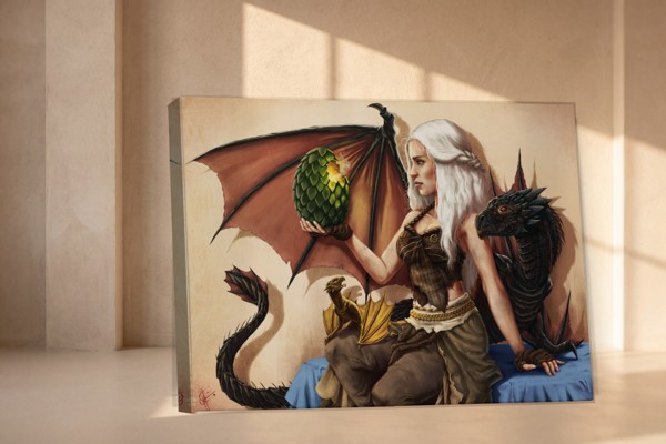 Καμβάς Δράκος Πάγου - Εμπνευσμένο από Game of Thrones - στον τοίχο σε εσωτερικό χώρο
