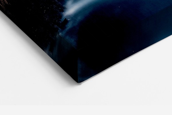 Waterfall Mountain Space Canvas Print - on the wall in a room interior