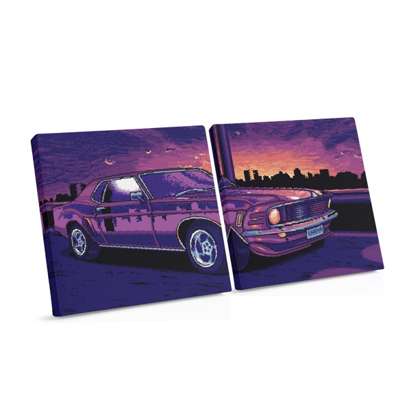 Stampa su Tela Auto Retrò Pixelata