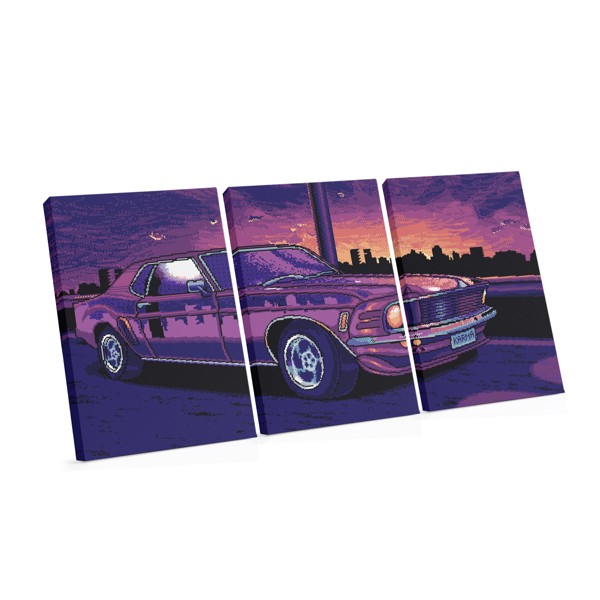 Retro Pixelated Car Canvas Print