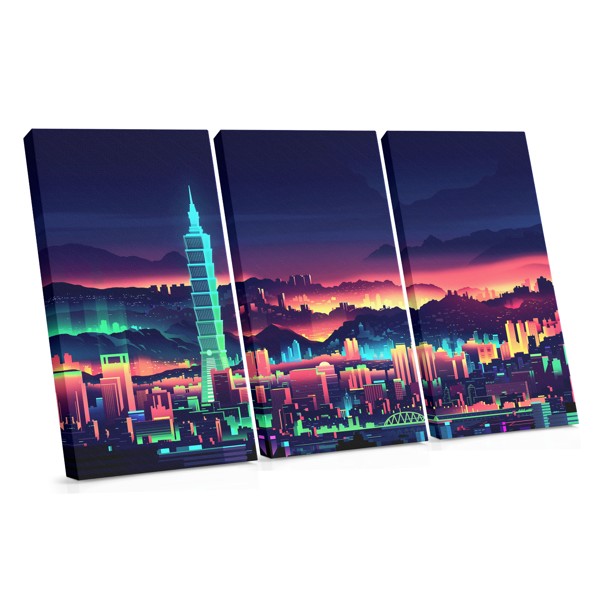 Tablou Canvas Peisaj Urban Neon Noaptea
