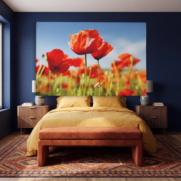 Coquelicots Rouges en Fleur - Toile Imprimée - au mur dans un intérieur