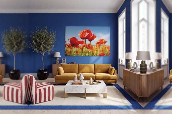 Coquelicots Rouges en Fleur - Toile Imprimée - au mur dans un intérieur