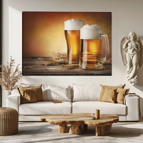Citrusdrankje in Glas Canvas Print - aan de muur in een interieur