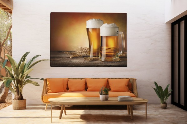 Citrusdrankje in Glas Canvas Print - aan de muur in een interieur