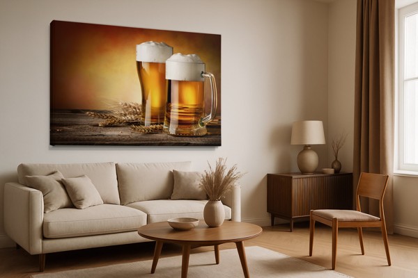 Citrusdrankje in Glas Canvas Print - aan de muur in een interieur