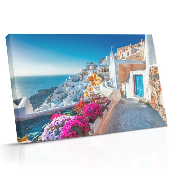 Greek Coastal Flowers Canvas Print