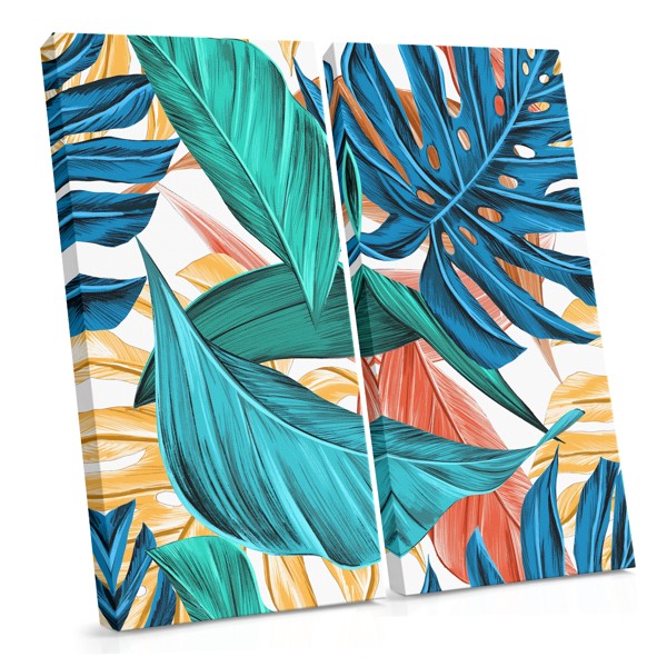Impressão em Tela Folhas Tropicais Coloridas