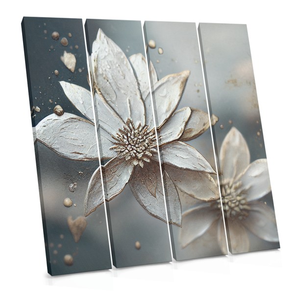 Witte Bloemen op Zacht Beige Canvasprint