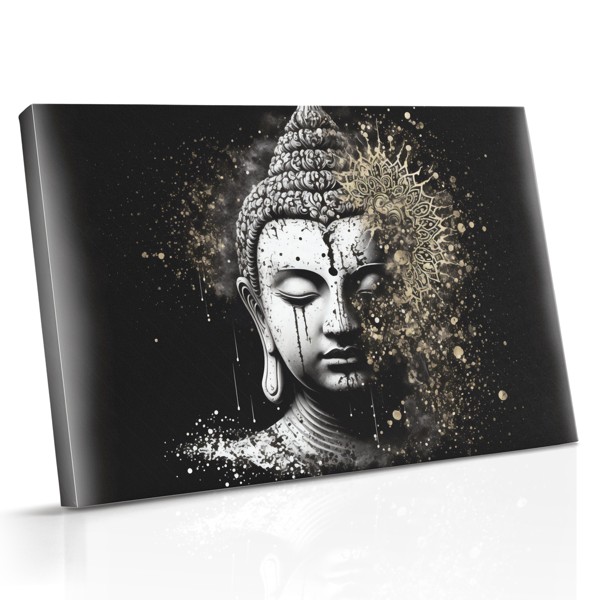 Gylden Buddha-statue lærredstryk