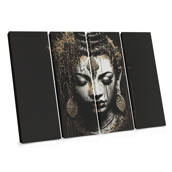 Zlatý Buddha v meditaci - Tisk na plátno