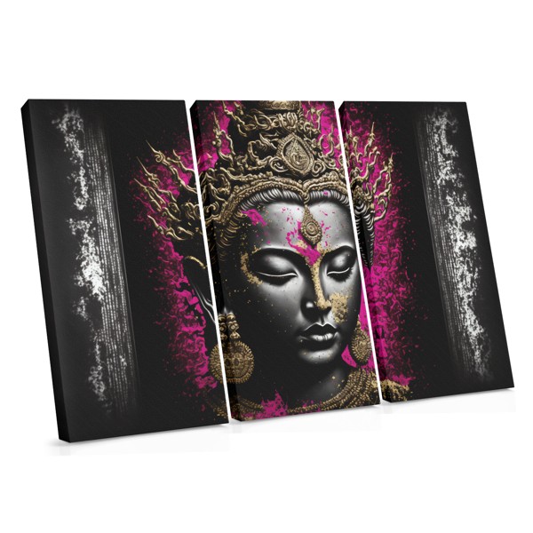 Buddha i meditation canvastryck - guld och teal