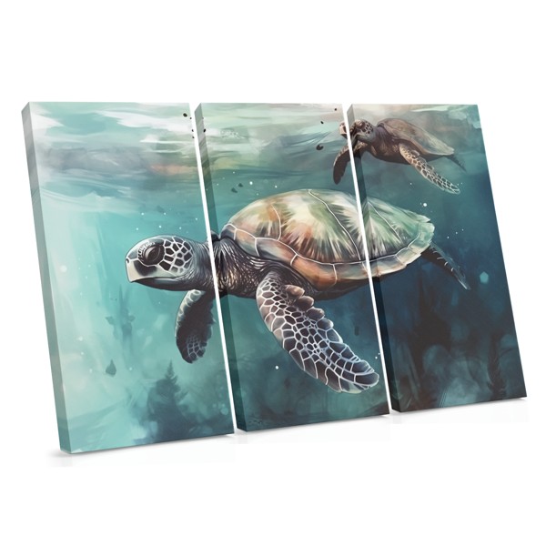 Two Sea Turtles Swimming Canvas Print