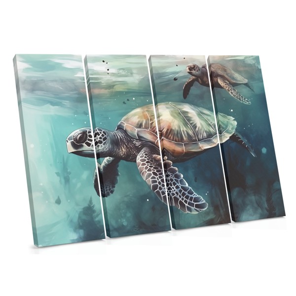 Two Sea Turtles Swimming Canvas Print