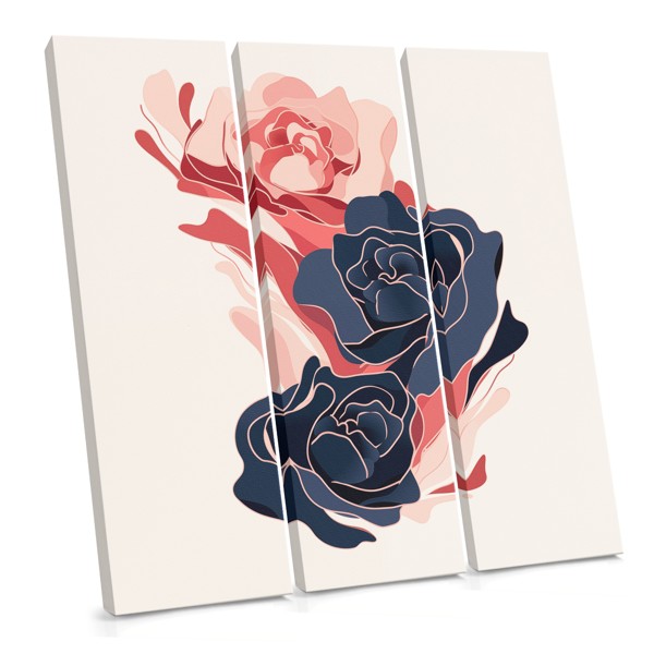 Abstract Navy and Coral Roses Canvas Print